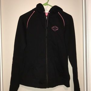 Harley Davidson black and pink zip-up sweatjacket